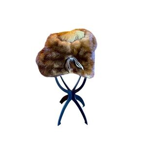 Amrose Vintage Mink Fur Hat Dark Brown